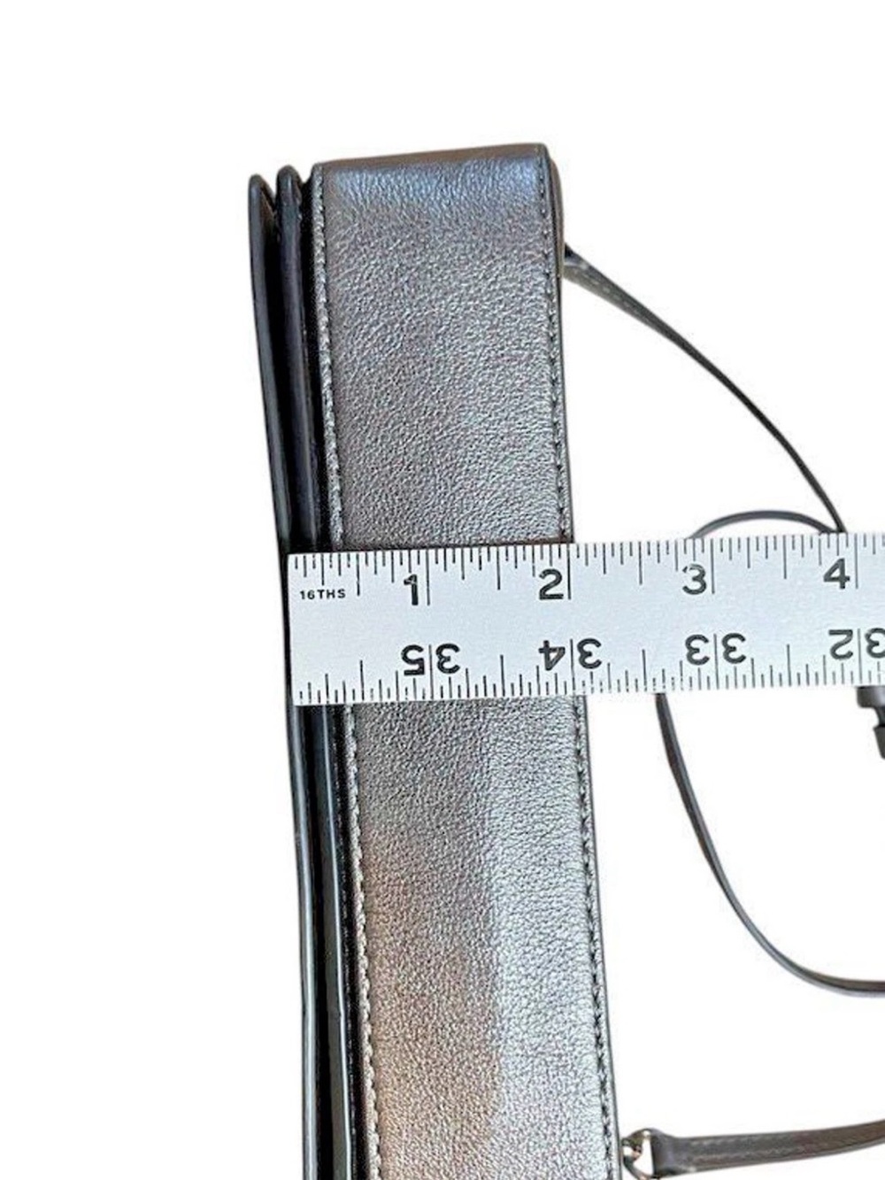 Coach 1941 Metallic Gray Leather Signature Embossed Dinky - Gunmetal - Graphite - Picture 11 of 11